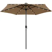 vidaXL parasol med LED-lys og aluminiumsstang 270 cm gråbrun