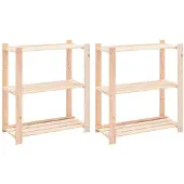 vidaXL reoler 2 stk. 3 hylder 80x38x90 cm massivt fyrretræ 150 kg