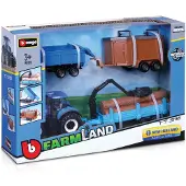 Bburago 10 cm traktor og 3 trailere (ass.)