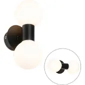 QAZQA Moderne væglampe sort IP44 2-lys - Cederic