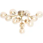 QAZQA Art Deco loftslampe bronze med ravglas 12-lys - Bianca