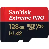 SanDisk Extreme Pro - Flashhukommelseskort (microSDXC til SD adapter inkluderet) - 128 GB - A2 / Video Class V30 / UHS-I U3 / Class10 - microSDXC UHS-I