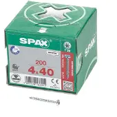 Spax 0201010400403, Skrue, Metal, Zink, Træ, Panhead, Torx, Metallic