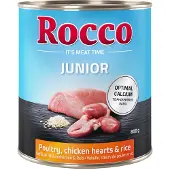 Rocco Junior 6 x 800 g - Kyllingehjerter & ris + kalcium