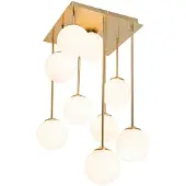 QAZQA Moderne loftslampe guld med opalglas 9-lys - Athen