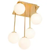 QAZQA Moderne loftslampe guld med opalglas 5-lys - Athen