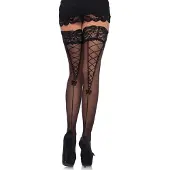 Leg avenue Sheer Stay Up With A Lace Top Black