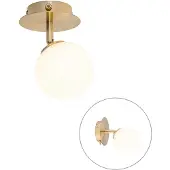 QAZQA Moderne spotlight guld med opal glas med kontakt - Athen