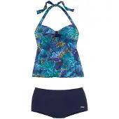 LASCANA Tankini marin / cyanblå / cognac / sort