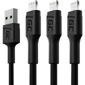 Green Cell Ray - Lightning-kabel - Lightning han til USB han - 200 cm - dobbelt afskærmet - sort (pakke med 3)