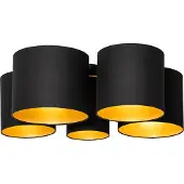 QAZQA Loftslampe sort med guld indvendig 5-lys - Multidrum