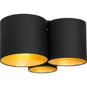 QAZQA Loftslampe sort med guld indvendig 3-lys - Multidrum