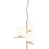 QAZQA Art Deco Hængelampe guld med opalglas 3-lys - Flore