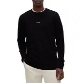 BOSS T-shirt med lange ærmer i bomuld med stræk og logoprint