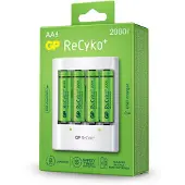 GP ReCyko batterioplader, U411 + 4 AA 2000mAh