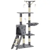 vidaXL kradsetræ til katte med sisal-kradsestolper 138 cm grå poteprint
