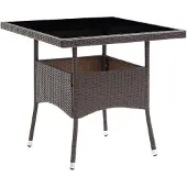 vidaXL Havebord Polyrattan Og Glas - Brun