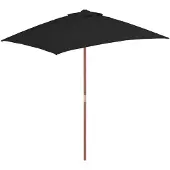 vidaXL haveparasol 150x200 cm træstang sort