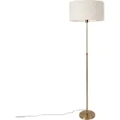 QAZQA Gulvlampe justerbar bronze med lysegrå skærm 50 cm - Parte