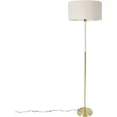 QAZQA Gulvlampe justerbar guld med lysegrå skærm 50 cm - Parte
