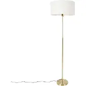 QAZQA Gulvlampe justerbar guld med skærm hvid 50 cm - Parte