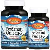Carlson Labs Carlson, Vild Norsk, EcoSmart Omega-3, Naturlig Citron, 1.000 mg, 90 + 30 Bløde Gel (500 mg per Blød Gel)
