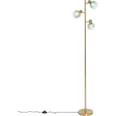 QAZQA Art Deco gulvlampe guld med grønt glas 3-lys - Vidro