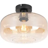 QAZQA Art Deco loftslampe sort med ravglas - Bizle