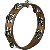 Meinl 2 Row Traditional Tambourine Steel jingles Walnut Brown