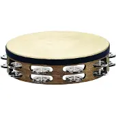 Meinl 2 Row Headed Wood Tambourine Steel Jingles Walnut Brown