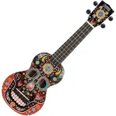 Mahalo Ukuleles Art Series Ukulele H?jreh?ndet dag for den d?de kranium (sort) sopran (Ma1sk BK)