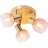 QAZQA Art Deco loftspot guld med rosa glas 3-lys - Vidro