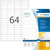 Herma Special - Hvid - 48.3 x 16.9 mm 1600 etikette(r) (25 ark x 64) permanent selvklæbende matte uigennemsigtige korrektions/afdæknings-papirmærkater