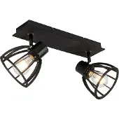 QAZQA Industriel loftslampe sort 2-lys - Fotu