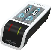 Ansmann Comfort Mini - 1,5 timer USB-batterioplader - (for 2xAA, 2xAAA) + batteri 2 x AA type - 2100 mAh - 800 mA - hvid, sort