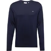 Gant Ganttil mænd. 2004049 Shield langærmet t-shirt navy (S), Casual, Bomuld, Lange ærmer, Blå