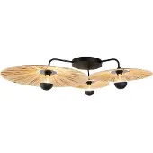 QAZQA Rustik loftslampe sort med reb 3-lys - Leia