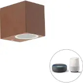 QAZQA Smart væglampe rustbrun IP44 inkl. Wifi GU10 - Baleno