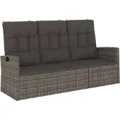 vidaXL havebænk med hynder 173 cm polyrattan grå