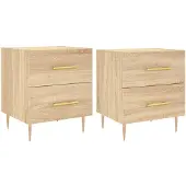 vidaXL sengeborde 2 stk. 40x35x47,5 cm konstrueret træ sonoma-eg