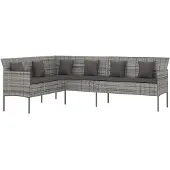 vidaXL L-Formet Havesofa Med Hynder Polyrattan - Grå