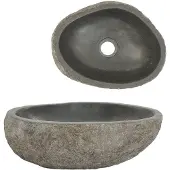vidaXL håndvask (29-38) x (24-31) cm oval flodsten