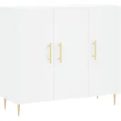 vidaXL skab, hvidt, 90x34x80 cm, træbaseret materiale