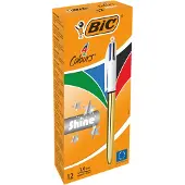 BIC Retractable Medium Point 4 Shine Colours Pen 12 Enheder