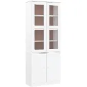 vidaXL vitrineskab ALTA 77x35x186,5 massivt fyrretræ hvid