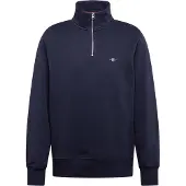 Gant Ganttil mænd. 2008005 Shield sweatshirt med halv lynlås navy (M), Casual, Bomuld, Lange ærmer, Blå