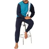 H.I.S. Pyjamas lang navy / turkis / hvid