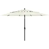 vidaXL Parasol Aluminiumsstang 3 Niveauer - Sandfarvet / 3.5 m