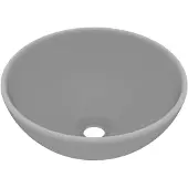 vidaXL luksuriøs håndvask 32,5x14 cm rund keramisk mat lysegrå