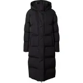 Superdry Superdrytil kvinder. W5011642A Lang quiltet frakke med sort hætte (XL), Casual, Polyester, Bæredygtig